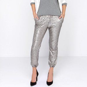 Amuse Society Mason Silver Sequin Jogger Pants